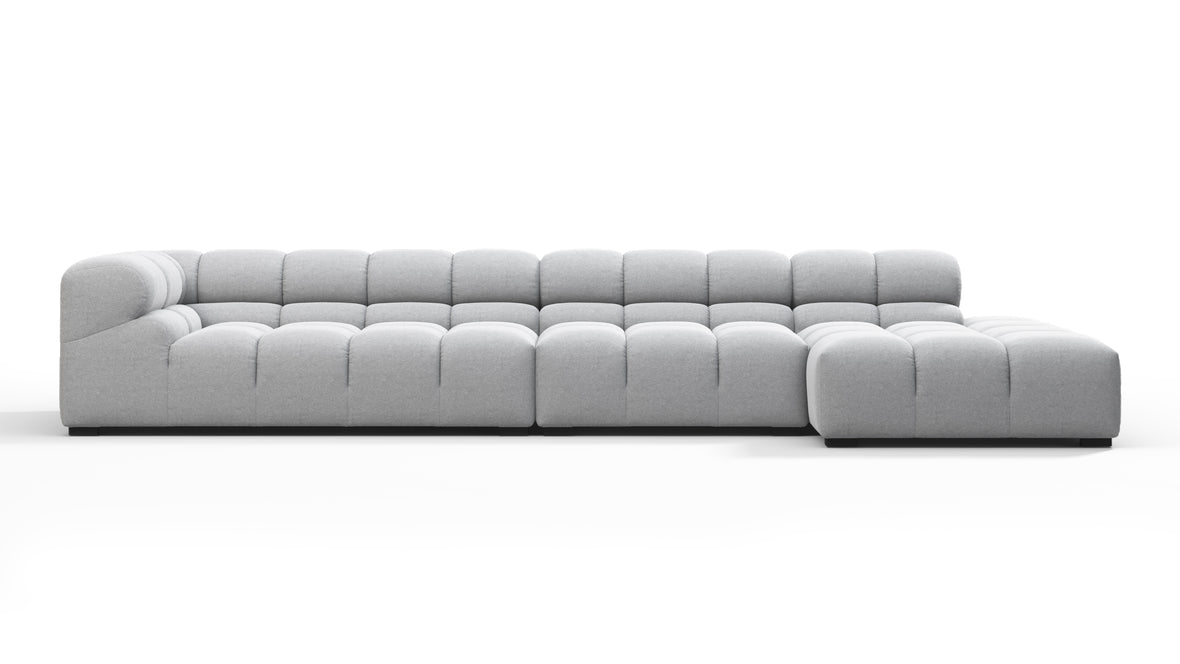 Tufted - Tufted Sectional, Large, Right Chaise, Light Gray Wool