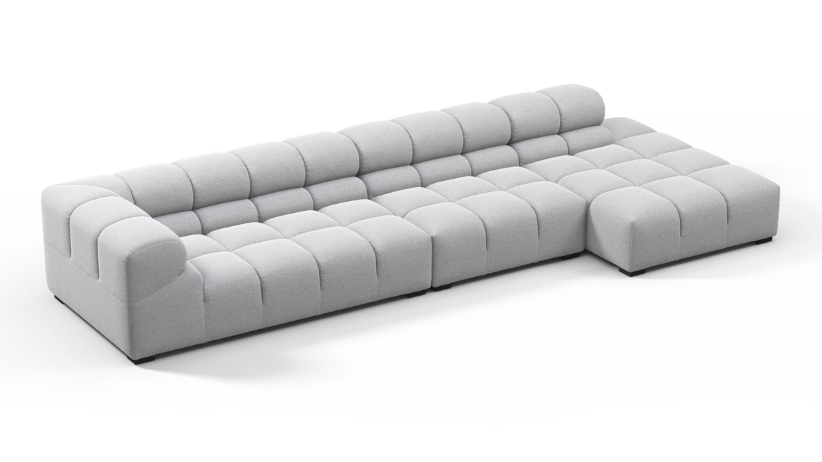 Tufted - Tufted Sectional, Large, Right Chaise, Light Gray Wool