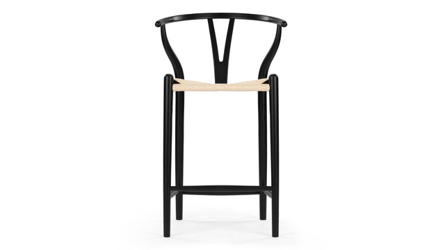 Wish - Wish Counter Stool, Black with Natural Seat, 25.5