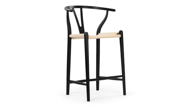 Wish - Wish Counter Stool, Black with Natural Seat, 25.5