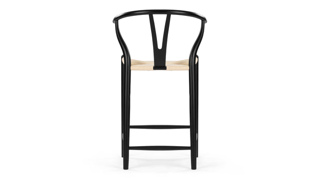 Wish - Wish Counter Stool, Black with Natural Seat, 25.5