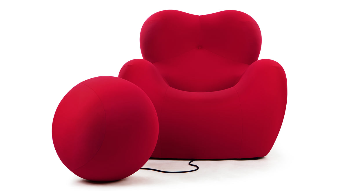 Mamma - Mamma Chair and Ottoman, Red Jersey