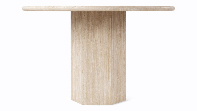 Saga - Saga Round Pedestal Dining Table, Travertine, 47in