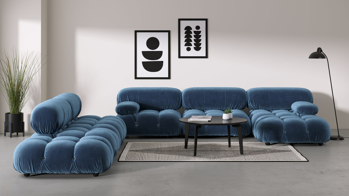 Belia - Belia Large Sectional, Left Corner, Aegean Blue Velvet