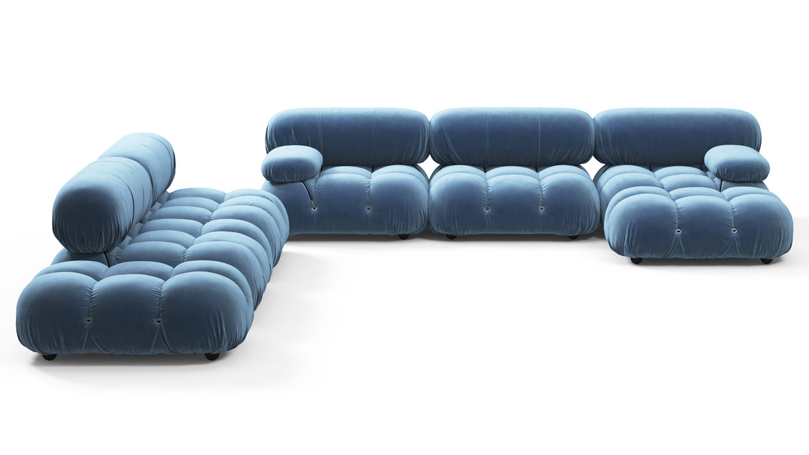 Belia - Belia Large Sectional, Left Corner, Aegean Blue Velvet