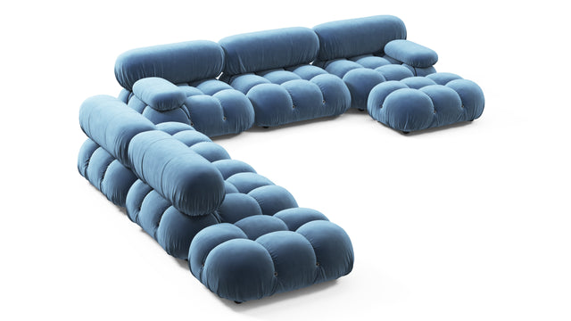 Belia - Belia Large Sectional, Left Corner, Aegean Blue Velvet