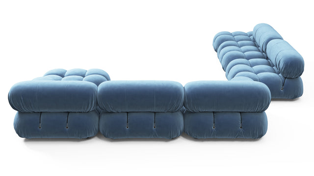 Belia - Belia Large Sectional, Left Corner, Aegean Blue Velvet