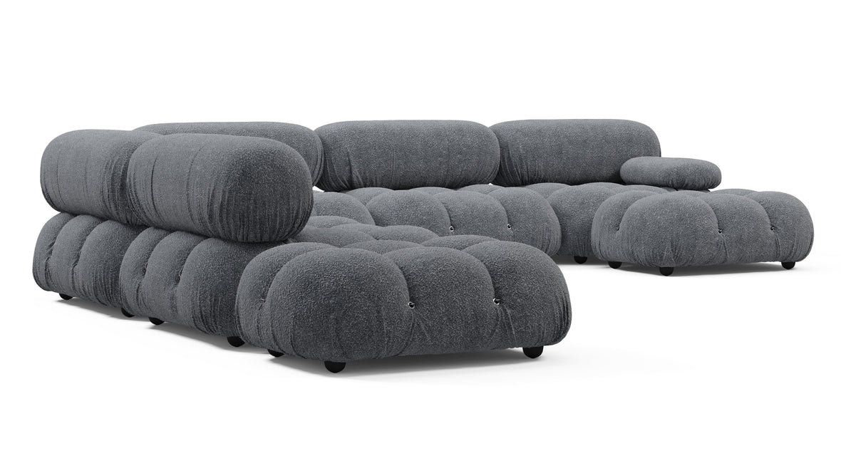 Belia - Belia Large Sectional, Left Corner, Gray Boucle