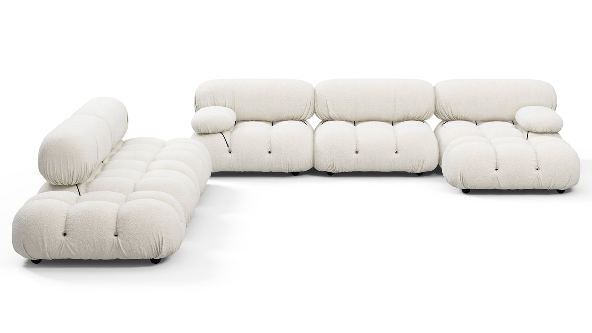 Belia - Belia Large Sectional, Left Corner, White Boucle