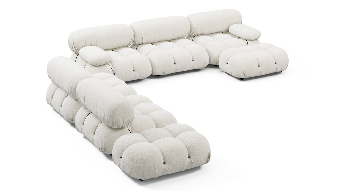 Belia - Belia Large Sectional, Left Corner, White Boucle