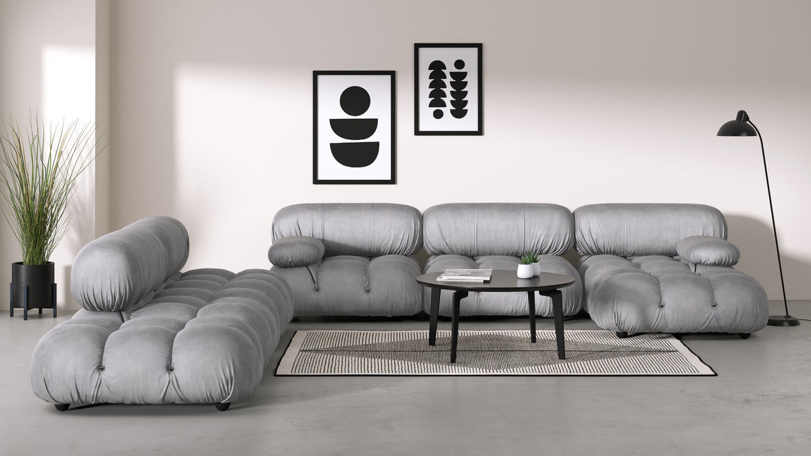 Belia - Belia Large Sectional, Left Corner, Light Gray Velvet