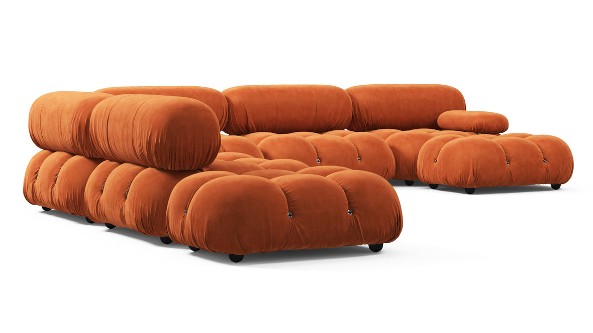 Belia - Belia Large Sectional, Left Corner, Apricot Velvet