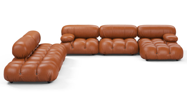 Belia - Belia Large Sectional, Left Corner, Tan Premium Leather