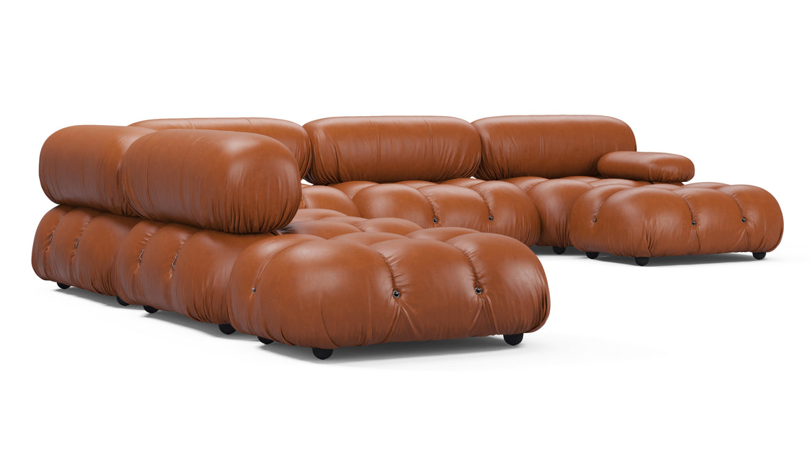 Belia - Belia Large Sectional, Left Corner, Tan Premium Leather