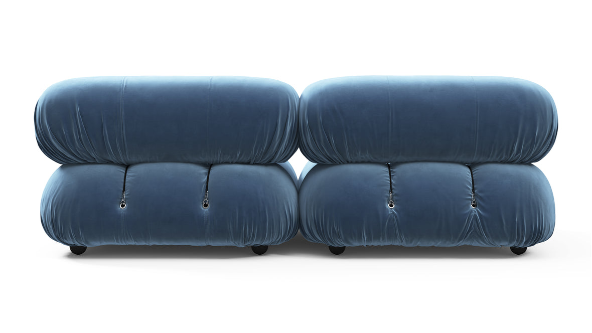 Belia - Belia Two Seater Sofa, Aegean Blue Velvet