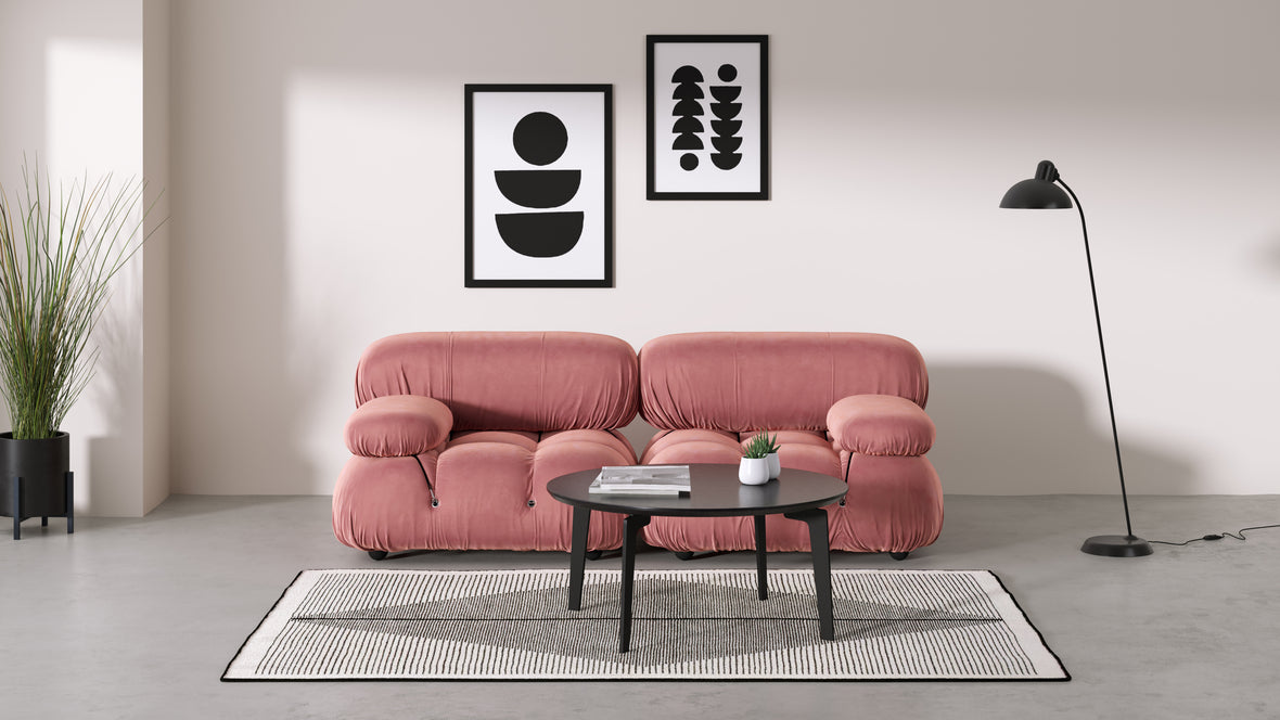 Belia - Belia Two Seater Sofa, Blush Pink Velvet