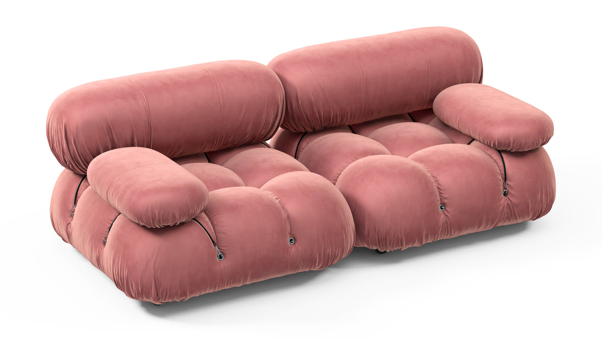 Belia - Belia Two Seater Sofa, Blush Pink Velvet