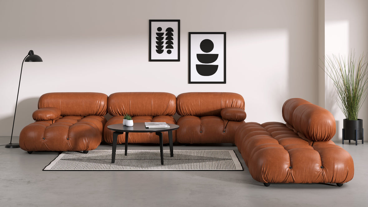 Belia - Belia Large Sectional, Right Corner, Tan Premium Leather