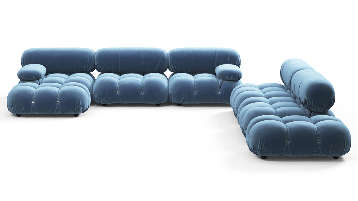 Belia - Belia Large Sectional, Right Corner, Aegean Blue Velvet