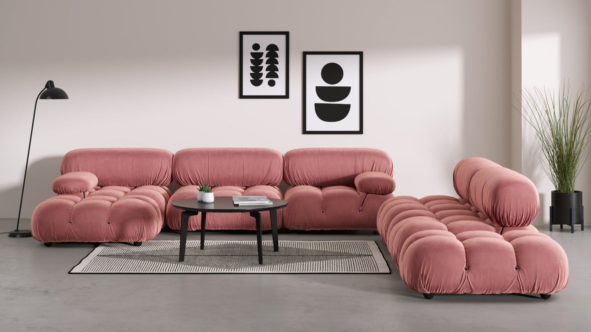 Belia - Belia Large Sectional, Right Corner, Blush Pink Velvet