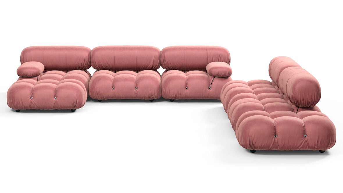 Belia - Belia Large Sectional, Right Corner, Blush Pink Velvet