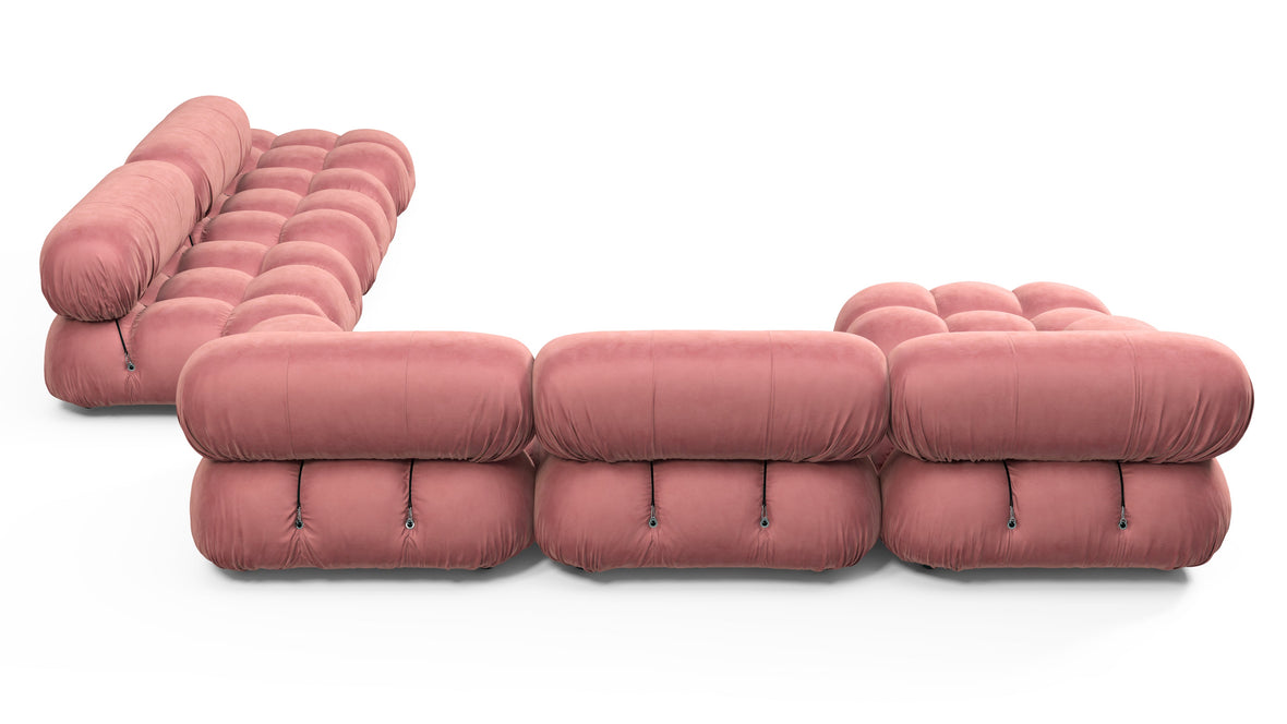 Belia - Belia Large Sectional, Right Corner, Blush Pink Velvet