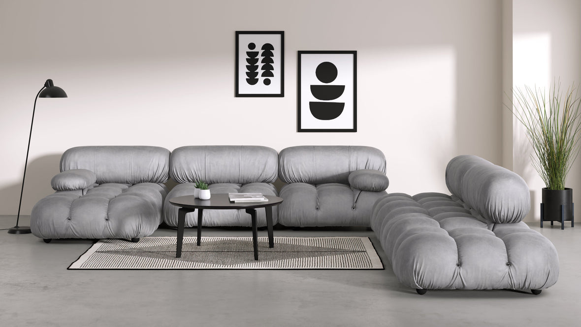 Belia - Belia Large Sectional, Right Corner, Light Gray Velvet