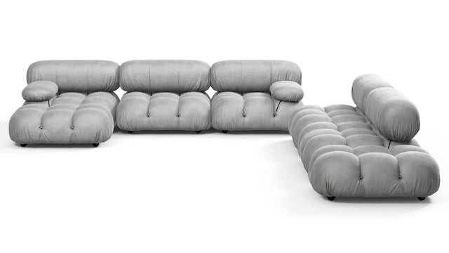 Belia - Belia Large Sectional, Right Corner, Light Gray Velvet