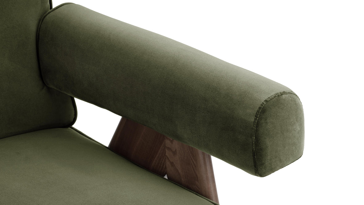 Jeanneret - Jeanneret Lounge Chair, Olive Green Velvet