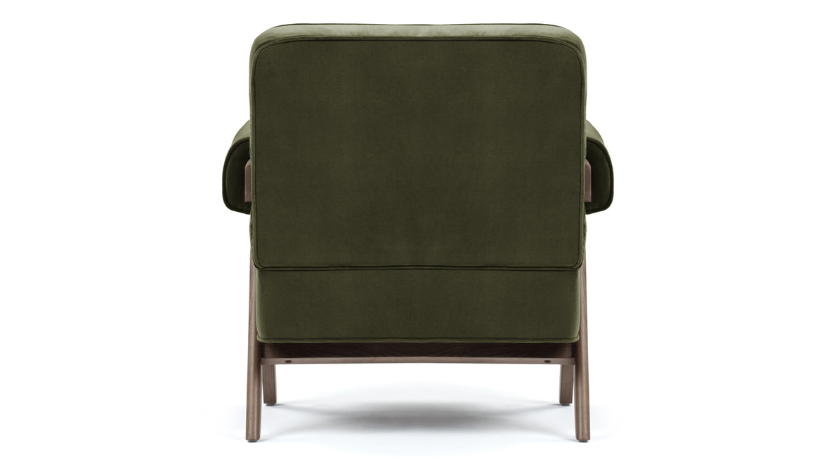 Jeanneret - Jeanneret Lounge Chair, Olive Green Velvet