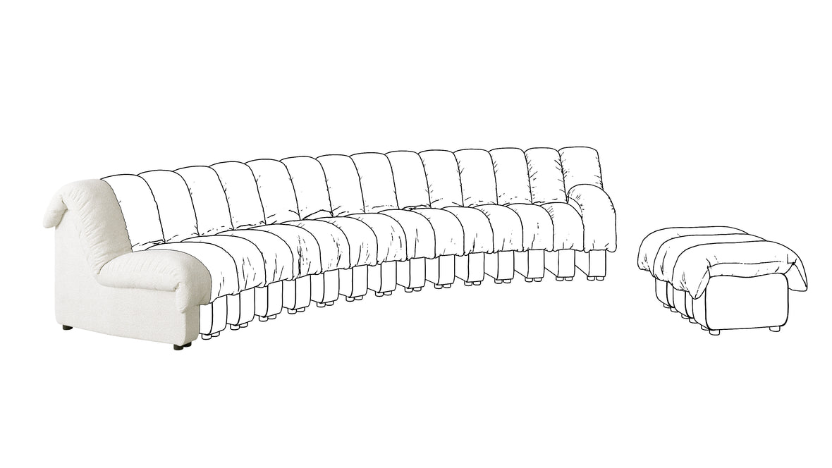 DS 600 - DS 600 Left End Module, Armless, White Boucle