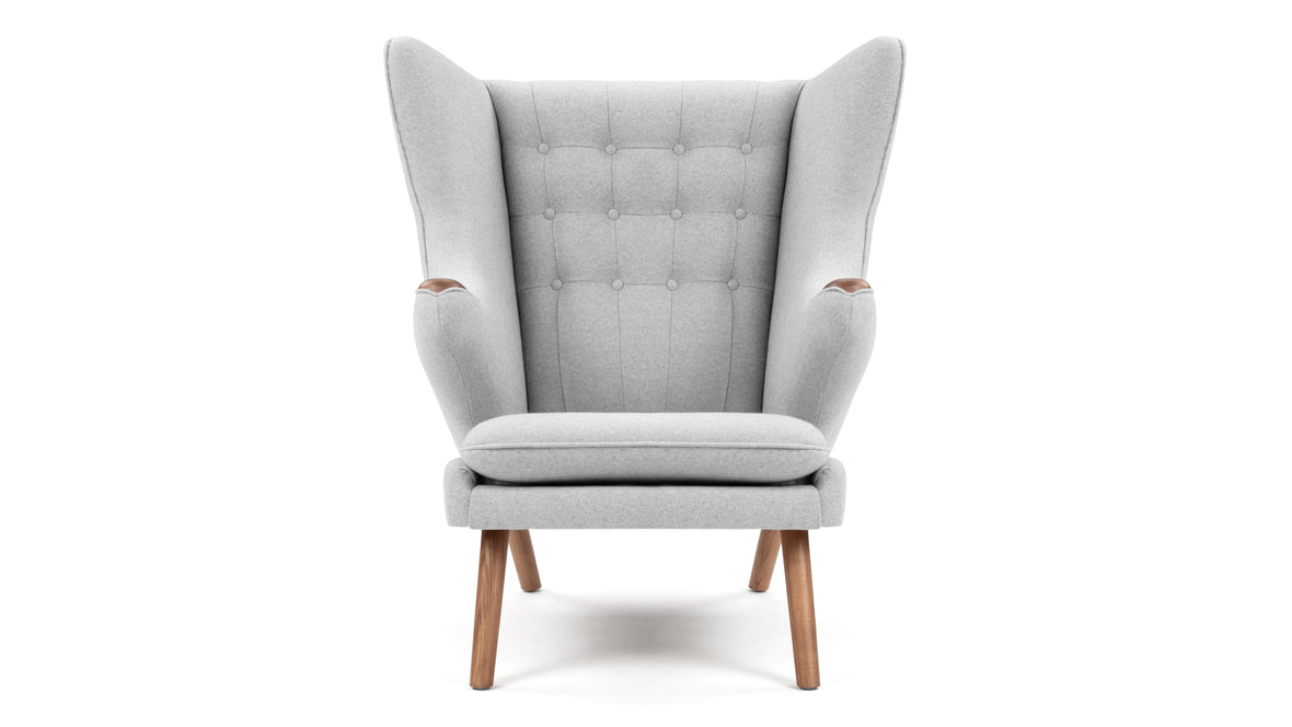 Big Bear - Big Bear Lounge Chair, Light Gray Wool and Walnut