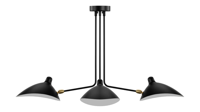 Mouille - Mouille Three Arm Ceiling Light, Small, Black