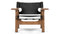 Spanish - Spanish Lounge Chair, Black Vegan Leather and Walnut Stain