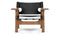 Spanish - Spanish Lounge Chair, Deep Black Vegan Leather and Walnut Stain