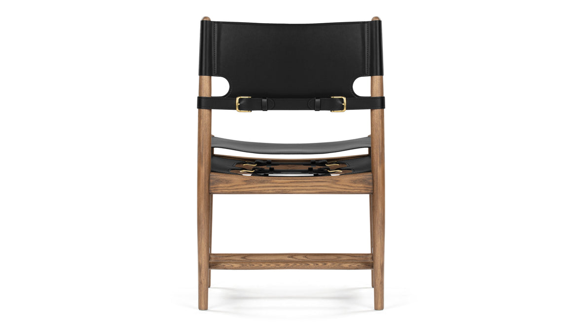 Aksel - Aksel Side Chair, Deep Black Vegan Leather and Walnut Stain