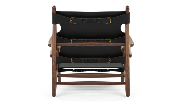 Hunting - Hunting Chair, Deep Black Vegan Leather and Walnut