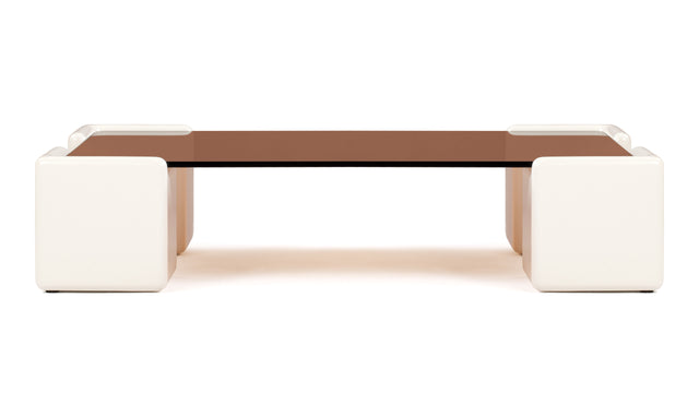 Rimini - Rimini Coffee Table, Brown Tempered Glass and Ivory