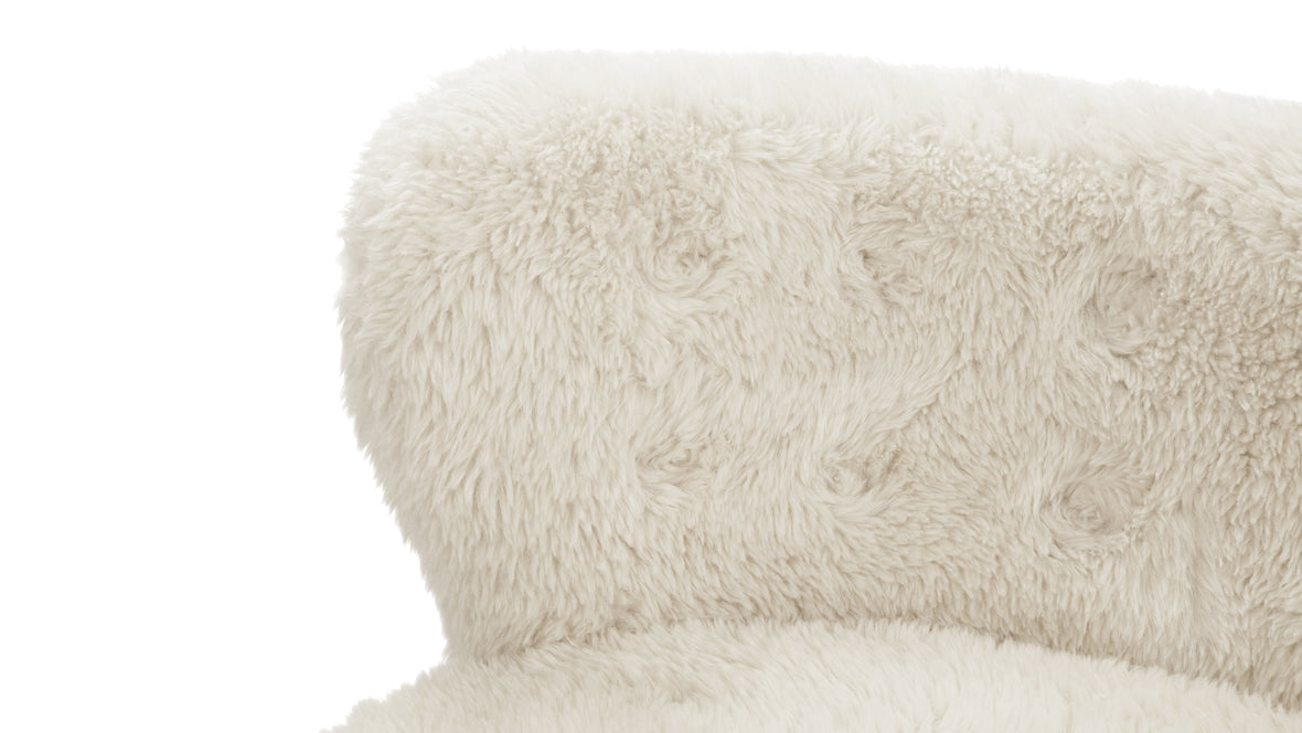 Petra - Petra Sofa, White Long Hair Sherpa and Walnut