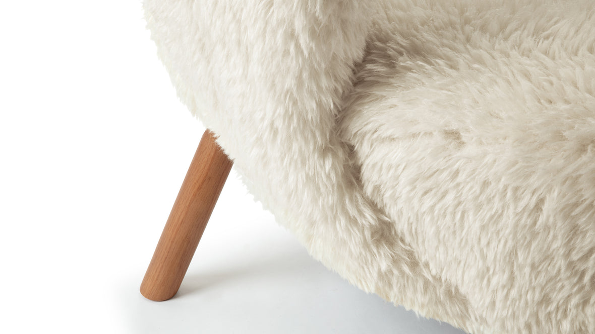 Petra - Petra Sofa, White Long Hair Sherpa and Walnut