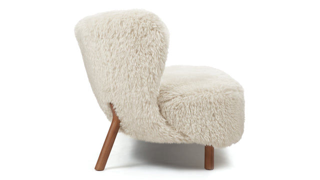 Petra - Petra Sofa, White Long Hair Sherpa and Walnut