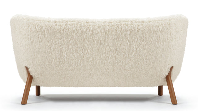 Petra - Petra Sofa, White Long Hair Sherpa and Walnut