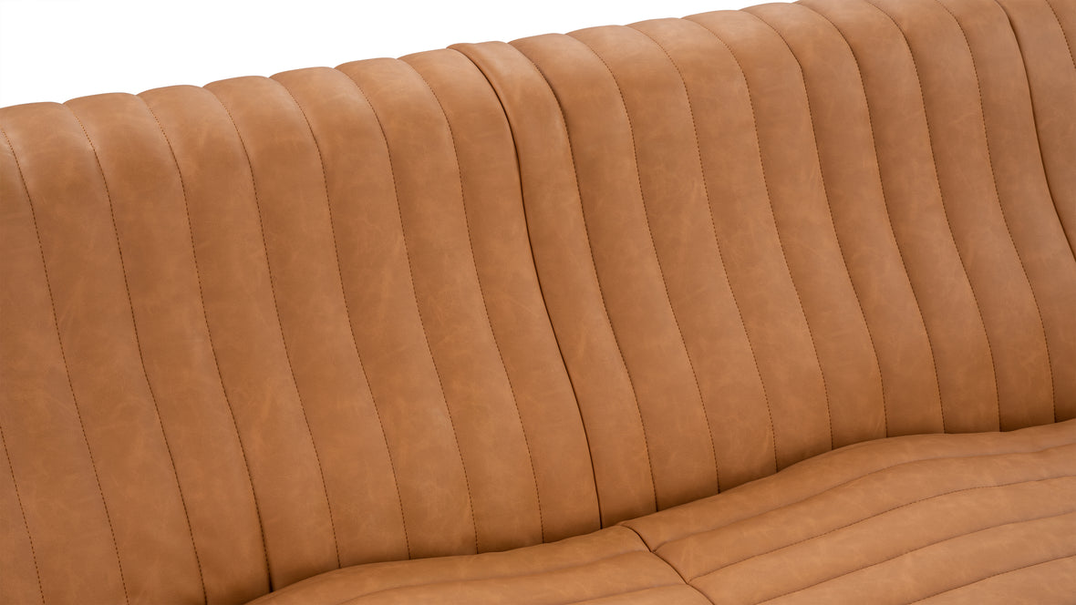 Sandra - Sandra Three Seater Sofa, Tan Vegan Leather