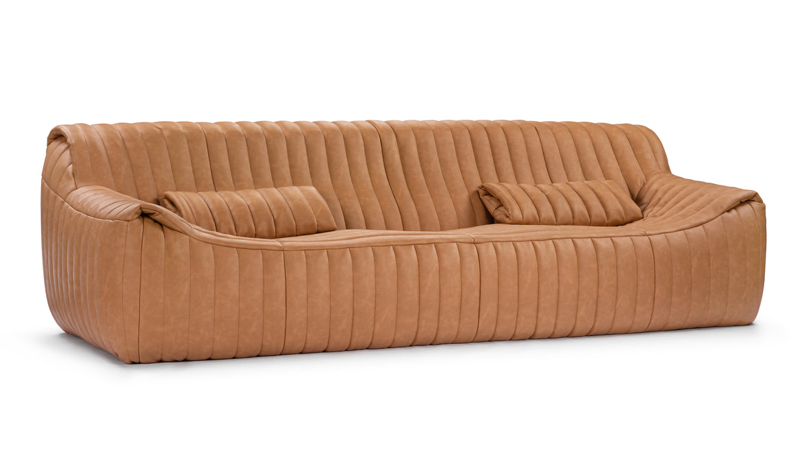 Sandra - Sandra Three Seater Sofa, Tan Vegan Leather