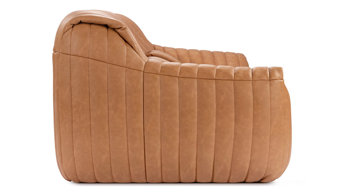 Sandra - Sandra Three Seater Sofa, Tan Vegan Leather