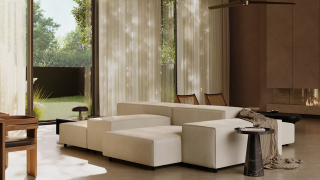 Extrasoft - Extrasoft Sectional Sofa, Combination 1, Ivory Chenille