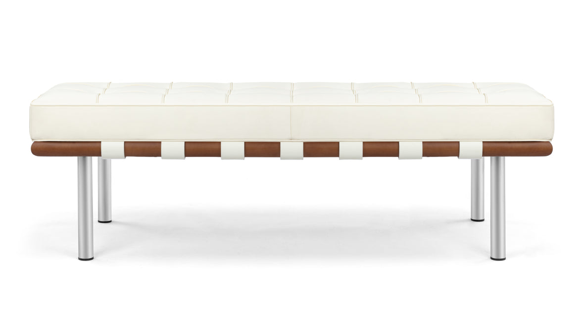 Manhattan - Manhattan Two Seater Bench, Ivory Premium Leather