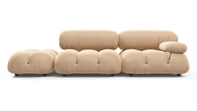 Belia - Belia Open End Sofa, Left, Ecru Velvet