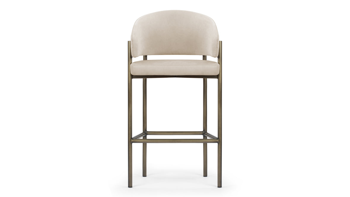 Esme - Esme Counter Stool, Latte Vegan Suede and Brushed Brass