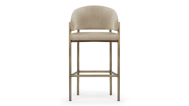 Esme - Esme Counter Stool, Latte Vegan Suede and Brushed Brass